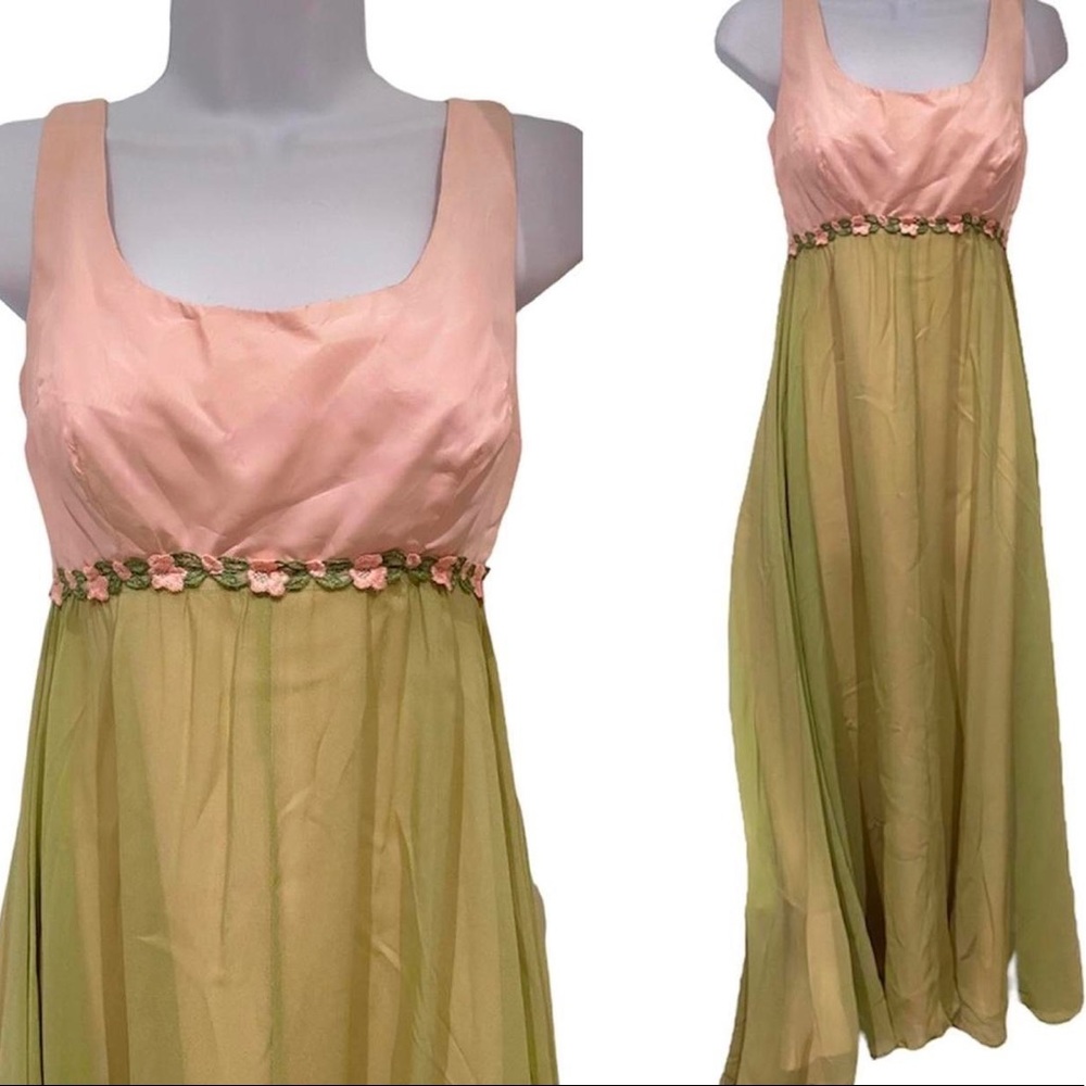 1960s Tea Length Vintage Fairy Dress with Floral Trim